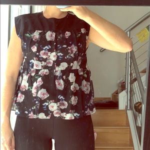 NWT: Rebecca Minkoff sz sm black floral Lanzy Top